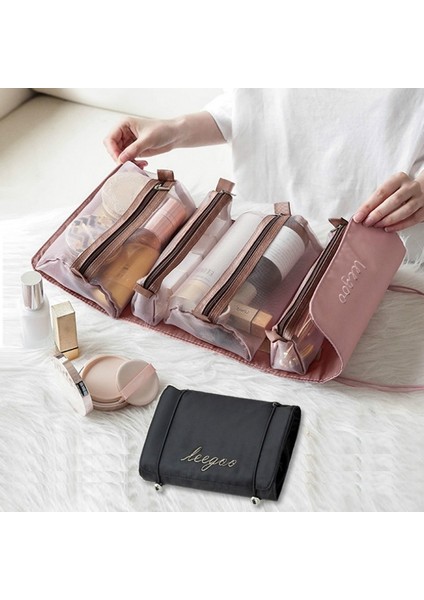 Yeşil Stil Ayrılabilir Naylon Makyaj Çantası Yeni Taşınabilir Büyük Kapasiteli Dördü Bir Arada Taşınabilir Katlanır Seyahat Kozmetik Depolama Tuvalet Çantası (Yurt Dışından) fiyatları