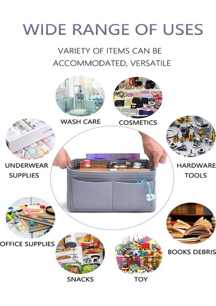 Haki M Stili Bamader Çok Fonksiyonlu Büyük Kapasiteli Makyaj Saklama Çantası Keçe Bez Astar Çanta Seyahat Eklemek Çanta Içinde Taşınabilir Çanta Kozmetik Çantası (Yurt Dışından) modelleri