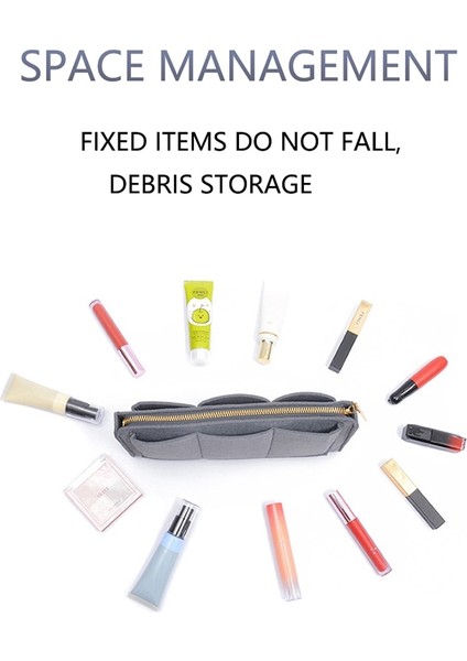 Haki M Stili Bamader Çok Fonksiyonlu Büyük Kapasiteli Makyaj Saklama Çantası Keçe Bez Astar Çanta Seyahat Eklemek Çanta Içinde Taşınabilir Çanta Kozmetik Çantası (Yurt Dışından) fırsatları