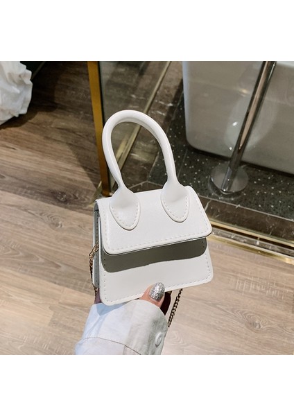 Beyaz-2 Tarzı Mini Tote Bag Crocodile Pattern Flip Messenger Crossbody Bag Female Simple Shoulder Bag Small Square Lady Handbag New (Yurt Dışından)