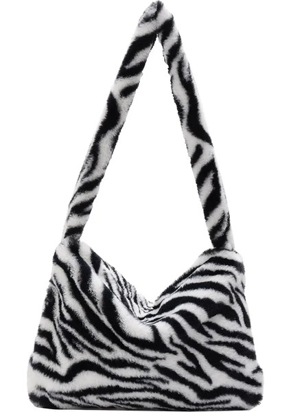 Fildişi Tarzı Moda Kadın Inek Baskı Kalıp Çantaları Kadın Kış Peluş Koltukaltı Çantaları Leopar Zebra Desen Kabarık Bez Çantalar Küçük Çantalar (Yurt Dışından)