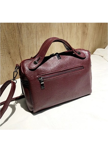 Bordo Tarzı 29X13X21 cm Smooza Yeni Varış Nubuk Pu Deri Çanta Kadınlar Için Rahat Kadın Omuz Çantası Crossbody Çanta Bayanlar Büyük Perçin Messenger (Yurt Dışından) modelleri