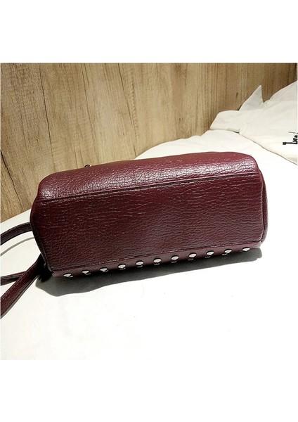 Bordo Tarzı 29X13X21 cm Smooza Yeni Varış Nubuk Pu Deri Çanta Kadınlar Için Rahat Kadın Omuz Çantası Crossbody Çanta Bayanlar Büyük Perçin Messenger (Yurt Dışından) fırsatları