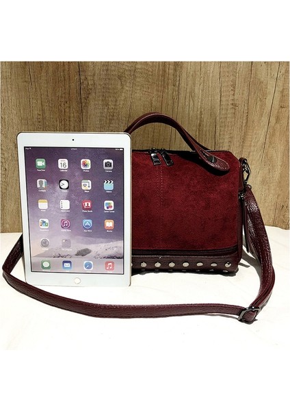 Bordo Tarzı 29X13X21 cm Smooza Yeni Varış Nubuk Pu Deri Çanta Kadınlar Için Rahat Kadın Omuz Çantası Crossbody Çanta Bayanlar Büyük Perçin Messenger (Yurt Dışından) indirimleri