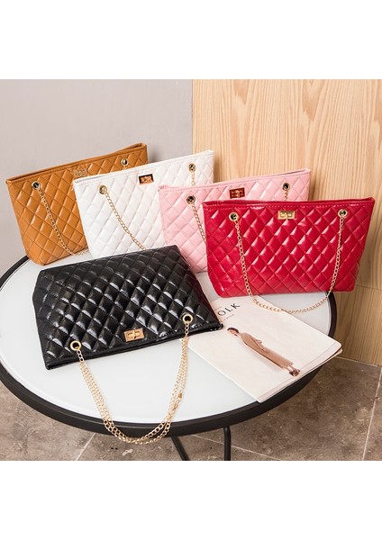 Siyah Stil Black Big Tote Bags For Women Chain Crossbody Bag Diamond Lattice Shoulder Bag Female Large Leather Plaid Shopper Handbags Sac (Yurt Dışından) modelleri