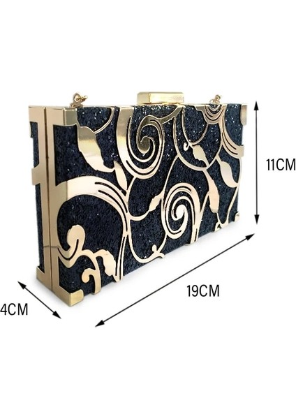 Mavi 5 Tarzı 19X4X11CM Lüks Akşam Çanta Kadın Parti Ziyafet Glitter Çanta Altın Düğün Kavramalar Parti Çanta Balo Blingbling Zincir Omuz Çantası Mujer Sac (Yurt Dışından) fırsatları