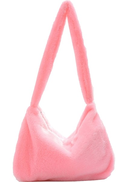 Açık Pembe Tarzı Moda Kadın Inek Baskı Kalıp Çantaları Kadın Kış Peluş Koltukaltı Çantaları Leopar Zebra Desen Kabarık Bez Çantalar Küçük Çantalar (Yurt Dışından)