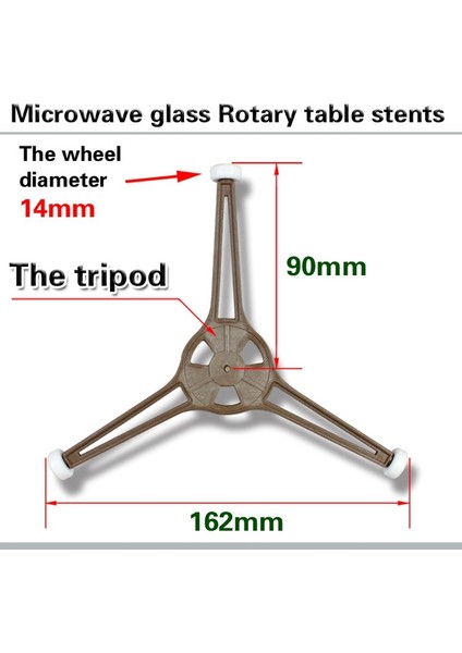 Mikrodalga Döner Tabla Braketi Cam Tabak Üçgen Makaralı Üçgen Braket Tekerlek Yüksekliği 14MM (Yurt Dışından)