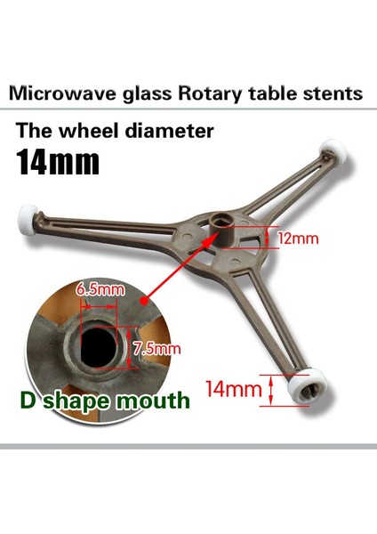 Mikrodalga Döner Tabla Braketi Cam Tabak Üçgen Makaralı Üçgen Braket Tekerlek Yüksekliği 14MM (Yurt Dışından)