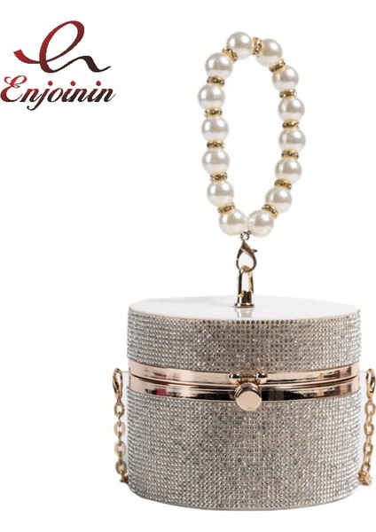 Beyaz Stil 12X12X10 cm Elmas Akrilik Yuvarlak Parti Debriyaj Akşam Çanta Kadınlar Için Inci Kolları Kadın Çantalar ve Çantalar Küçük Omuz Crossbody Çanta (Yurt Dışından) fiyatları