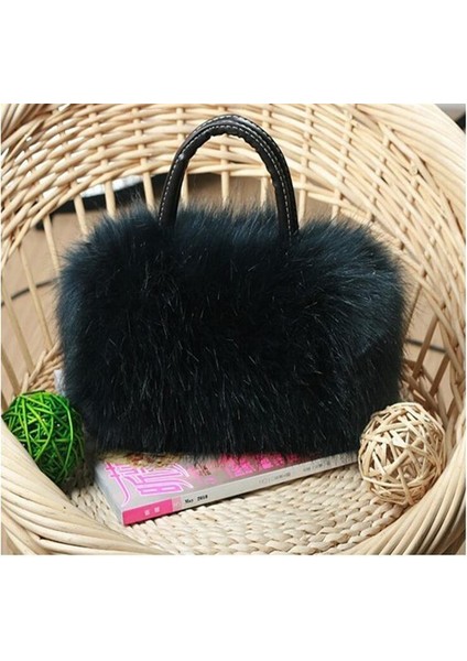 Siyah-B Tarzı Yeni Lady Kız Pretty Sevimli Faux Tavşan Kürk Çanta Omuz Askılı Çanta Tote Moda Kadınlar Uzun Kürk Çim Çanta Messenger Çanta (Yurt Dışından) fiyatları