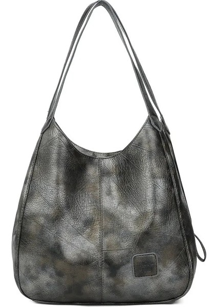 Gri Stil 33X12X32 cm Women Vintage Shoulder Bag Female Pu Leather Womens Bag Designer Luxury Totes Fashion Top-Handle Bag Travel Bag For Ladies (Yurt Dışından)