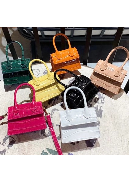 Deve Tarzı Mini Small Square Bag Fashion New Pu Leather Women's Handbag Crocodile Pattern Chain Shoulder Messenger Bags (Yurt Dışından)
