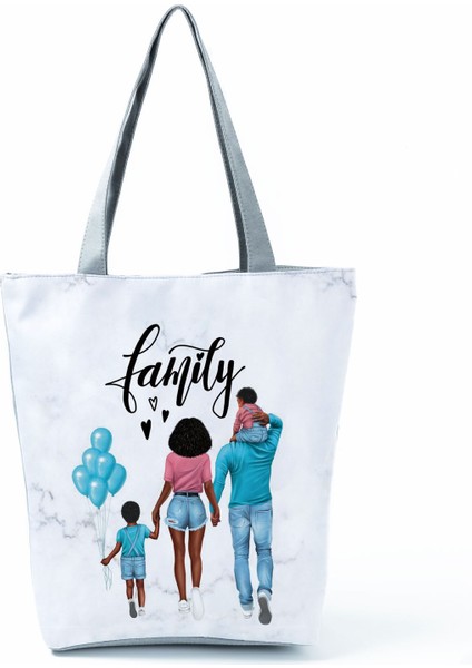 HL3033 Mama Çanta Stili Sevimli Karikatür Süper Mama Baskı Tote Çanta Seyahat Omuz Çantaları Anne ve Bebek Katlanır Kadın Rahat Çantalar Eko Yeniden Kullanılabilir Alışveriş Çantası (Yurt Dışından)