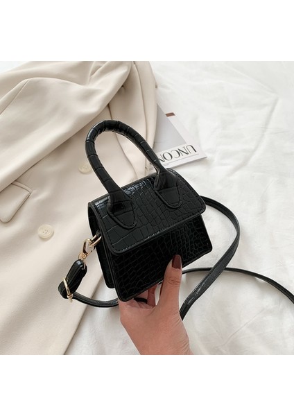 Yeşil-2 Tarzı Mini Tote Bag Crocodile Pattern Flip Messenger Crossbody Bag Female Simple Shoulder Bag Small Square Lady Handbag New (Yurt Dışından)