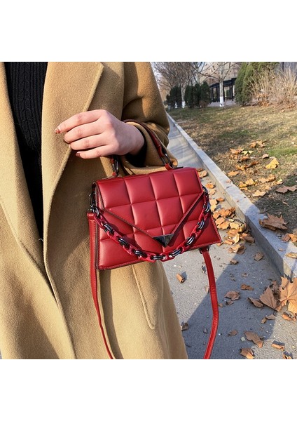 Mavi Stil Kadın Küçük Kare Çanta Tote Moda Yeni Pu Deri Kadın Çanta Kadın Tote Için Katı Lingge Omuz Crossbody Çanta (Yurt Dışından) modelleri