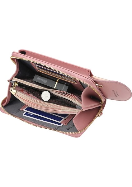 Koyu Haki Stili Kadın Çanta Ünlü Pu Deri Crossbody Çanta Telefon Çanta Kart Sahipleri Büyük Kapasiteli Omuz Çantaları Flap (Yurt Dışından) modelleri