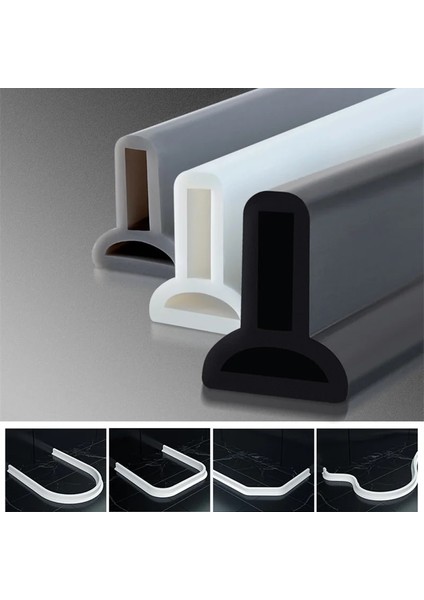 Siyah Stil 140CM Banyo Su Durdurucu Anti Sel Bariyeri Duş Kabini Için Kauçuk Su Barajı 3m Kendinden Yapışkanlı Kuru ve Islak Ayırma Sızdırmazlık Şeridi (Yurt Dışından) indirimleri