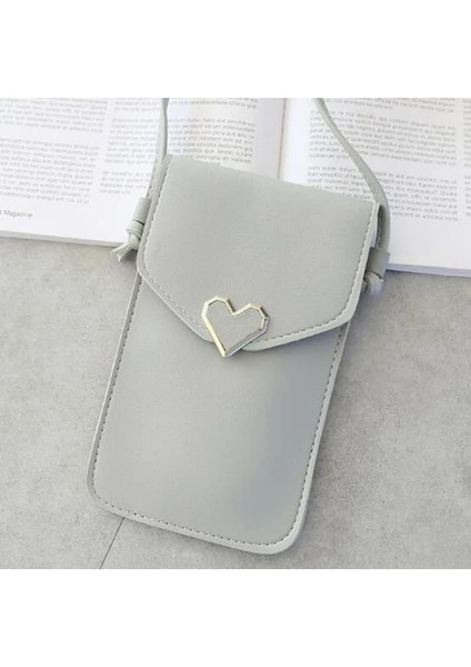 Tip 4 Açık Gri Stili Kadın Deri Messenger Çanta Mini Cep Cep Telefonu Kılıfı Öğrenci Crossbody Kılıf Debriyaj Çanta Cüzdan Kız Küçük Omuz Çantası Çanta (Yurt Dışından)