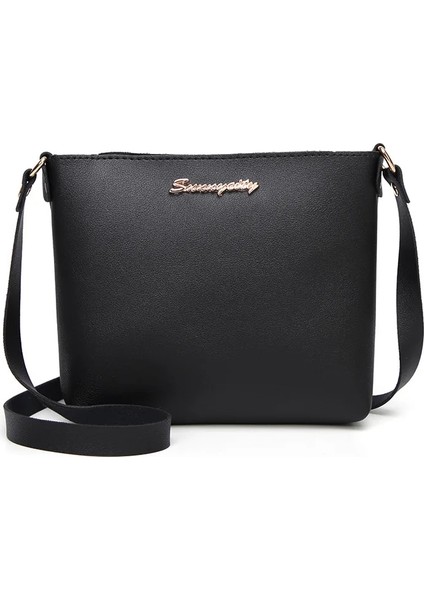 Siyah Stil Bags For Wome New Simple Women Pu Leather Handbags Messenger Bag Lady Retro Casual Small Fresh Small Square Bag (Yurt Dışından)