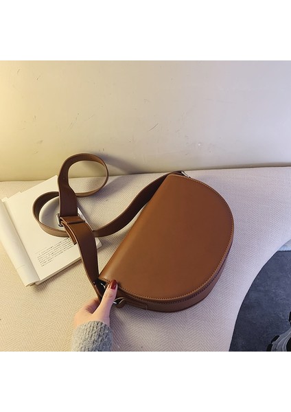 Kahverengi Tarzı 22X8X18 Yeni Yüksek Li Pu Deri Heybe 2021FASHION Tüm Maç Kadın Tasarımcı Retro Kış Tek Omuz Askılı Çanta (Yurt Dışından)