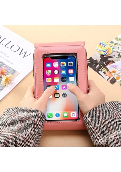 Gri Tarzı 11X5X19CM Buylor Dokunmatik Ekran Cep Telefonu Omuz Çantaları Kadınlar Için Mini Kart Sahibinin Cüzdan Bozuk Para Cüzdanı Yumuşak Deri Crossbody Kadın Çanta (Yurt Dışından) modelleri