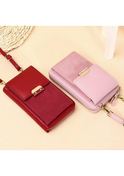 Koyu Pembe Tarzı Yeni Kadın Postacı Çantaları Lüks Pu Deri Çantalar Gezi Omuz Çantaları Telefon Cüzdanı Katı Küçük Crossbody Çanta Uzun Askı (Yurt Dışından) modelleri