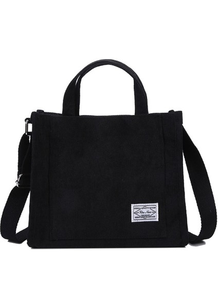 Siyah Stil Kadın Kadife Fermuarlı Omuz Çantası Küçük Pamuklu Kanvas Çanta Günlük Tote Kadın Eko Crossbody Çanta Eski Postacı Çantaları (Yurt Dışından) fırsatları