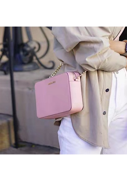 Altın Rengi Stili Luxury Handbags Pu Leather Designer Design Ladies Shoulder Bag Messenger Chain Small Square Bag Commuter All-Match (Yurt Dışından)