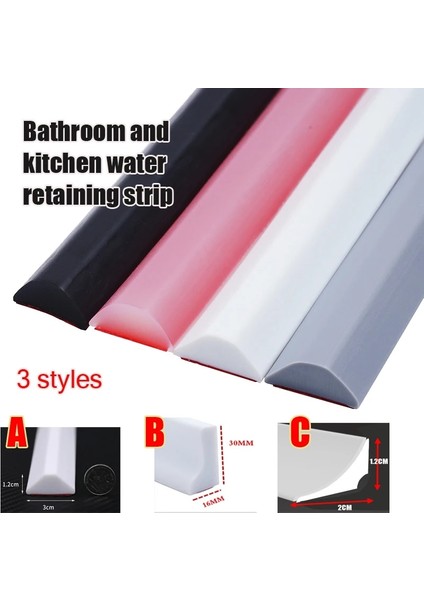 B Tipi Şeffaf Stil 1.5 Milyon Kendinden Yapışkanlı Banyo ve Mutfak Sızdırmazlık Su Durdurucu Engelleyici Kuru Islak Ayırma Taşkın Bariyeri Kauçuk Conta Baraj Silikon Şerit (Yurt Dışından)