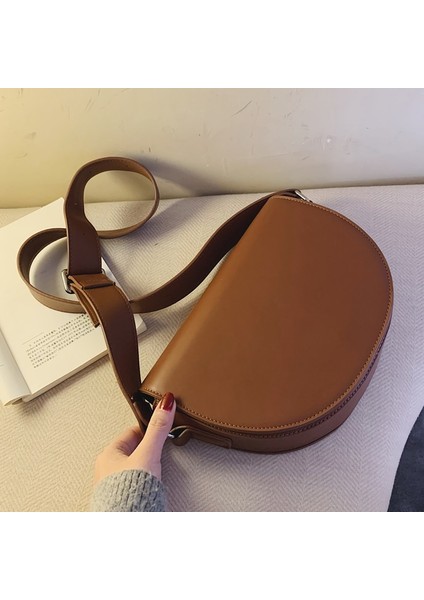 Siyah Stil 22X8X18 Yeni Yüksek Li Pu Deri Heybe 2021FASHION Tüm Maç Kadın Tasarımcı Retro Kış Tek Omuz Askılı Çanta (Yurt Dışından)