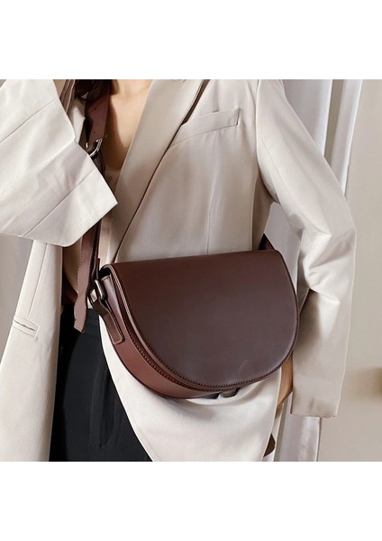 Siyah Stil 22X8X18 Yeni Yüksek Li Pu Deri Heybe 2021FASHION Tüm Maç Kadın Tasarımcı Retro Kış Tek Omuz Askılı Çanta (Yurt Dışından)