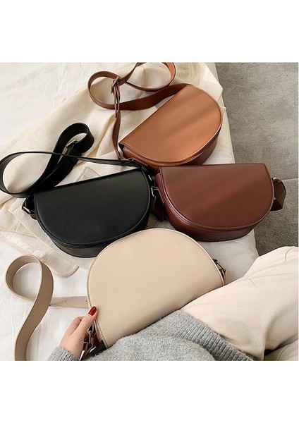 Siyah Stil 22X8X18 Yeni Yüksek Li Pu Deri Heybe 2021FASHION Tüm Maç Kadın Tasarımcı Retro Kış Tek Omuz Askılı Çanta (Yurt Dışından)