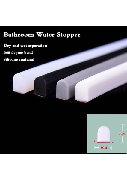 Net Stil 200CM Banyo Su Durdurucu Su Tutma Şeridi Bükülebilir Banyo Kapısı Çamaşır Makinesi Duş Eşiği Su Duş Baraj Bariyeri (Yurt Dışından)