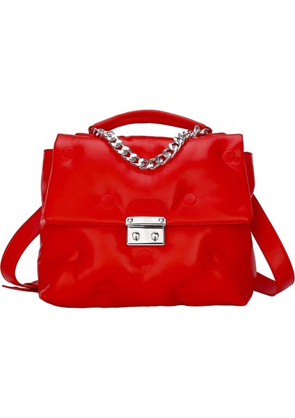 Kırmızı Stil 30X8X24CM Moda Kadın Pu Deri Çanta Tasarımcısı Bayanlar Kadınlar Için Crossbody Çanta Yüksek Li Kadın Uzay Ped Omuz Messenger Çanta (Yurt Dışından)