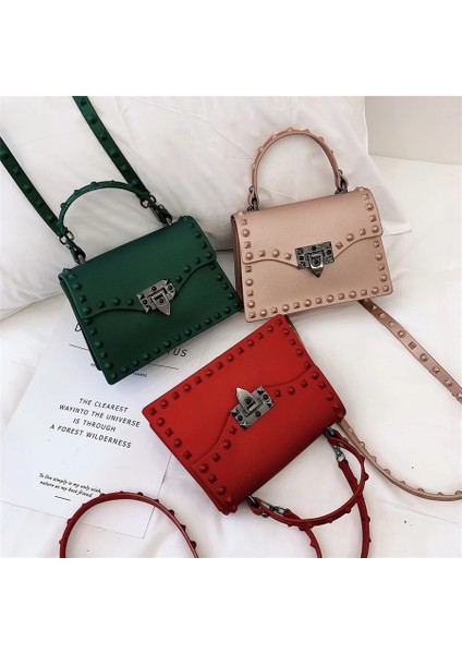 Açık Pembe Tarzı Küçük 20X7X14CM Kadınlar Küçük Pvc Çantalar Yüksek Li Bayanlar Omuz Messenger Çanta Moda Tasarımcısı Kadın Çantalar Rahat Perçin Crossbody Çanta (Yurt Dışından) modelleri