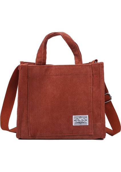 Tuğla Kırmızısı Stili Kadın Kadife Fermuarlı Omuz Çantası Küçük Pamuklu Kanvas Çanta Günlük Tote Kadın Eko Crossbody Çanta Eski Postacı Çantaları (Yurt Dışından) modelleri