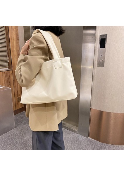 Siyah Stil Fashion Solid Color Women Large Capacity Underarm Shoulder Handbags Totes Simple Casual Pu Leather Female Dialy Shoulder Bags (Yurt Dışından) fiyatları