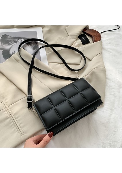Siyah Stil 20.5X7X12 cm Olid Renk Moda Omuz Çantaları Kadın Seyahat Çapraz Vücut Çanta Örgü Kadınlar Için Küçük Pu Deri Crossbody Çanta (Yurt Dışından)