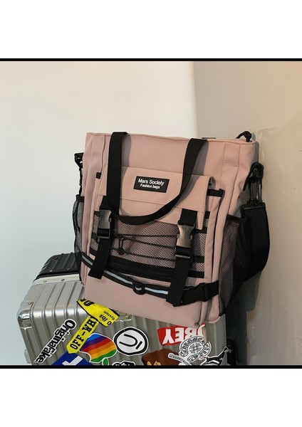 Pembe Tarzı Yeni Gerçek Fotoğraf Kanvas Çanta Sevimli Joker Kız Omuz Çantası Öğrenci Sınıfı Orman Postacı Çantası Messenger Çanta (Yurt Dışından)