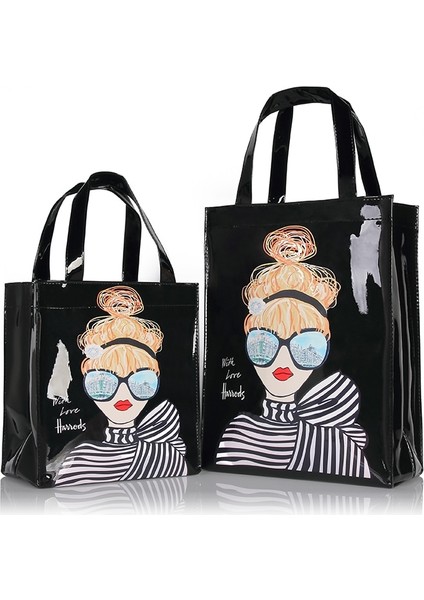 Floresan Yeşil Tarzı Eco Friendly Flower Tote Shopping Bag Reusable Waterproof Pvc Shoulder Bag London Style Handbag For Women Luopper Bag (Yurt Dışından) fiyatları