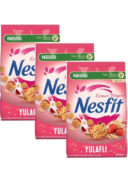 Nesfit Kırmızı Meyveli Mısır Gevreği 400 gr x 3 Adet