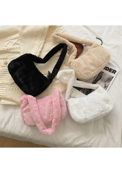 2 2 Tarzı Moda Yeni Peluş Kabarık Omuz Crossbody Çanta Vintage Kadınlar Düz Renk Koltukaltı Çanta Taşınabilir Kare Seyahat Sokak Çanta (Yurt Dışından) fiyatları