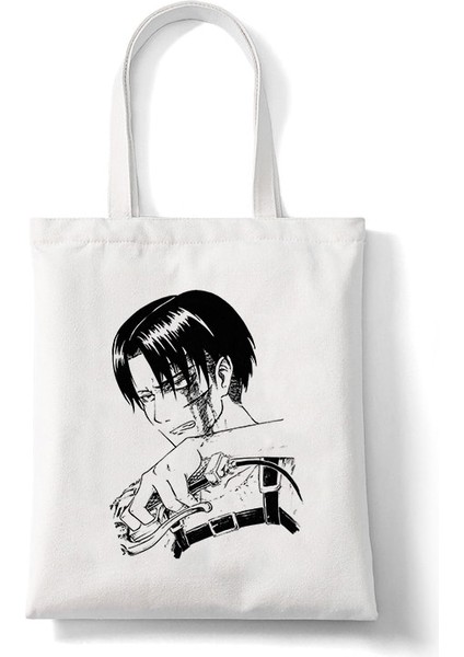 B125R Stili Japon Anime Levi Titan Bez Çanta Shopper Baggeki Hiçbir Kyojin Alışveriş Çantası Omuz Çantası Kanvas Çanta Yeniden Kullanılabilir (Yurt Dışından)