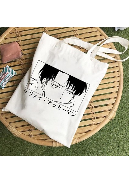 B125R Stili Japon Anime Levi Titan Bez Çanta Shopper Baggeki Hiçbir Kyojin Alışveriş Çantası Omuz Çantası Kanvas Çanta Yeniden Kullanılabilir (Yurt Dışından) fiyatları
