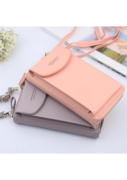 No.3 Tarzı 2020 Women Wallet Solid Color Leather Shoulder Straps Shoulder Bag Mobile Phone Big Card Holders Wallet Handbag Pockets Girls (Yurt Dışından) modelleri