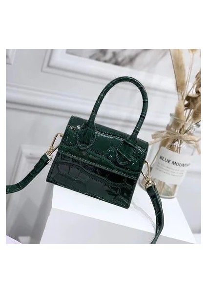 Mor Tarzı Mini Small Square Bag Fashion New Pu Leather Women's Handbag Crocodile Pattern Chain Shoulder Messenger Bags (Yurt Dışından)