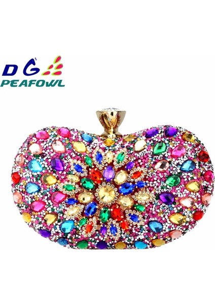 Siyah Karışık Stil Dg Peafowl 5 Renkler Iki Taraflı Lüks Kristal Çiçek Debriyaj Zincir Çanta Akşam Kadın Elmas Düğün Omuz Cüzdan Çanta Çanta (Yurt Dışından) fiyatları
