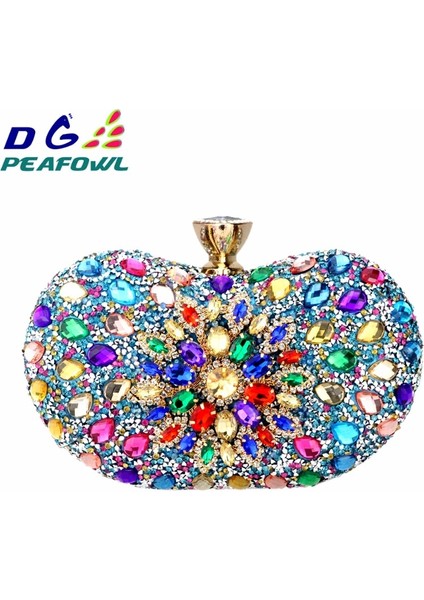 Siyah Karışık Stil Dg Peafowl 5 Renkler Iki Taraflı Lüks Kristal Çiçek Debriyaj Zincir Çanta Akşam Kadın Elmas Düğün Omuz Cüzdan Çanta Çanta (Yurt Dışından) indirimleri