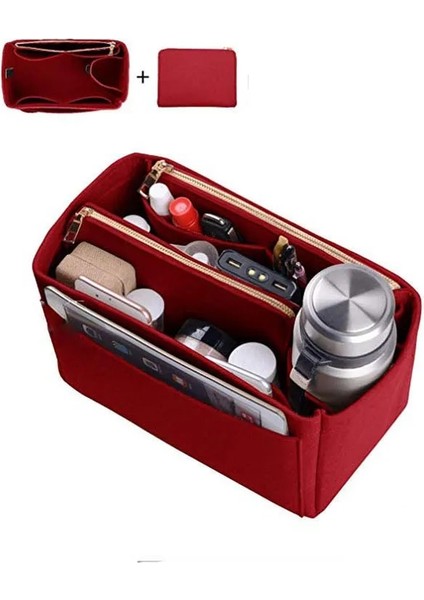 Kumral Tarzı 13.4x7.1x6.7 Inç Bayan Makyaj Organizatör Çanta Seyahat Iç Çanta Için Ekleme Çanta Keçe Taşınabilir Kozmetik Çantaları Fit Neverfull (Yurt Dışından)